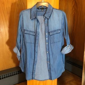 New unworn fitted denim button up
